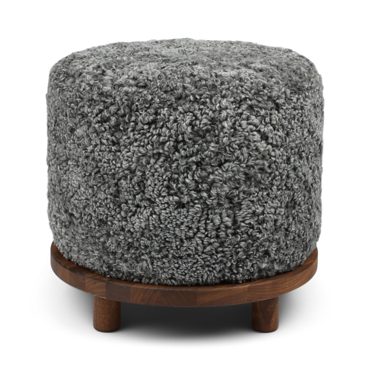 Simon-jakkaratuoli | Lyhyt villa | D46xH42 cm Grafiitti / Pähkinäpuujalat