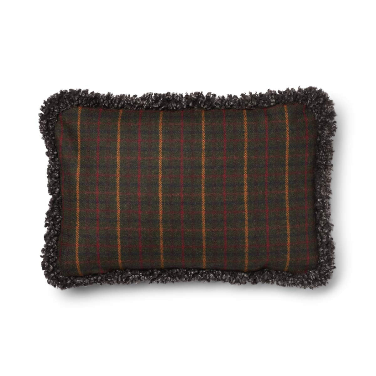 Villatyyny | Kaksipuolinen | Lyhyt villa -reunus | 52x52 cm | 34x52 cm Kilberry Fir-Tummanvihreä/Cappuccino / 34x52 cm