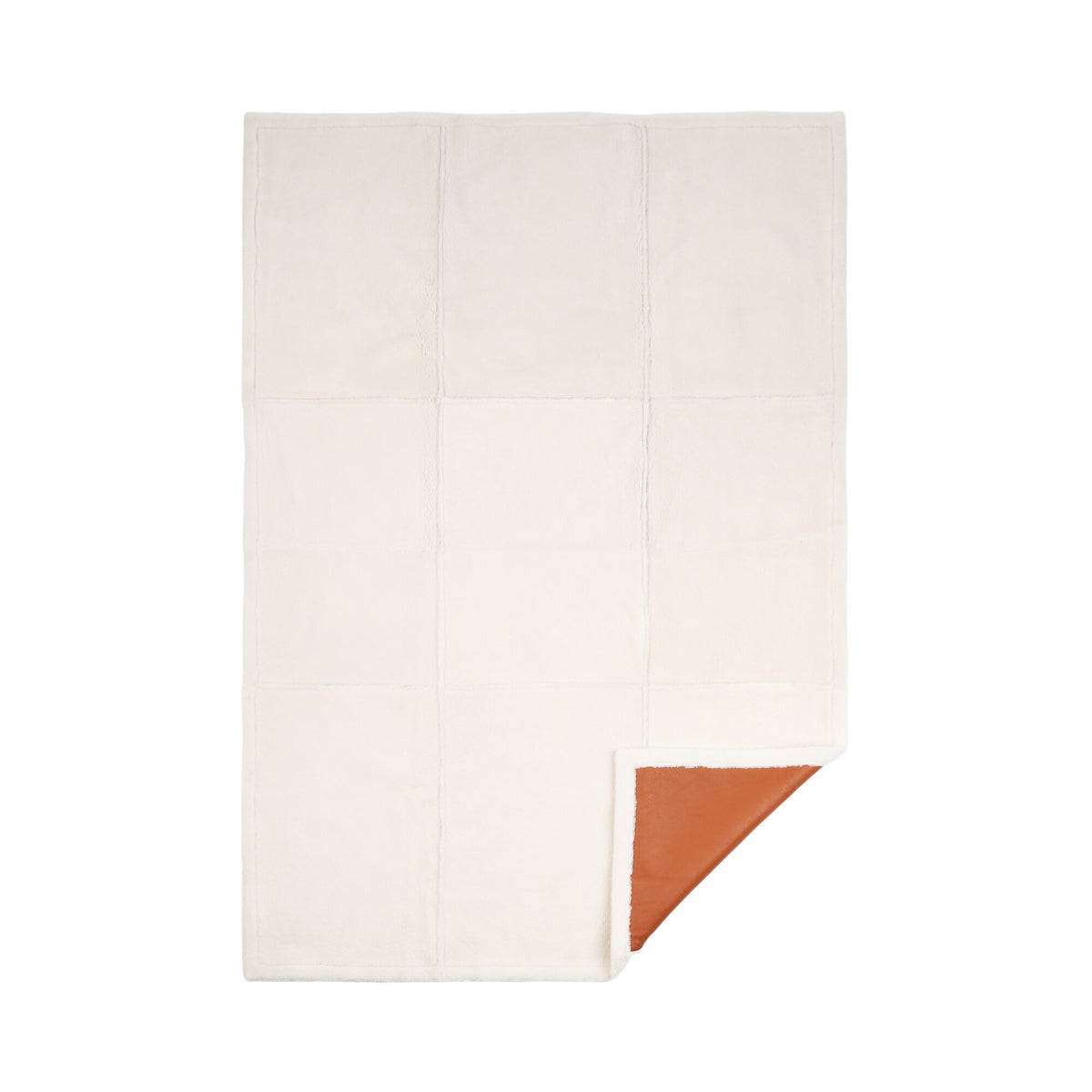 Addison-viltti | Double Face lampaannahka | Lyhyt villa Nahkanruskea/Norsunluu / 140x200 cm