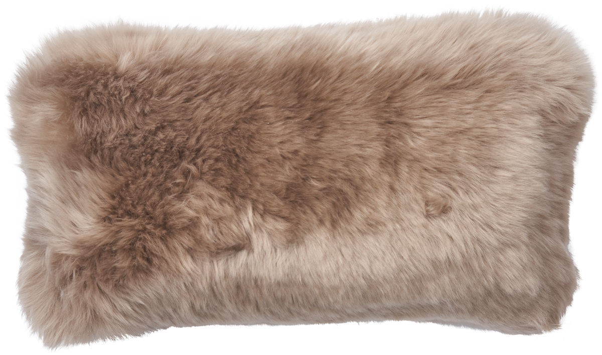 Pitkä Villa Lampaannahkatyyny | Kaksipuolinen | Uusi-Seelanti | 25x50 cm Taupe