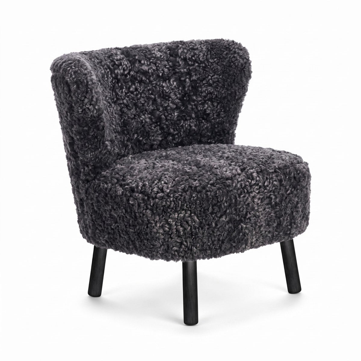 Emil Lounge Chair | Lyhyt villa Antrasiitti / Mustat pyökkijalat
