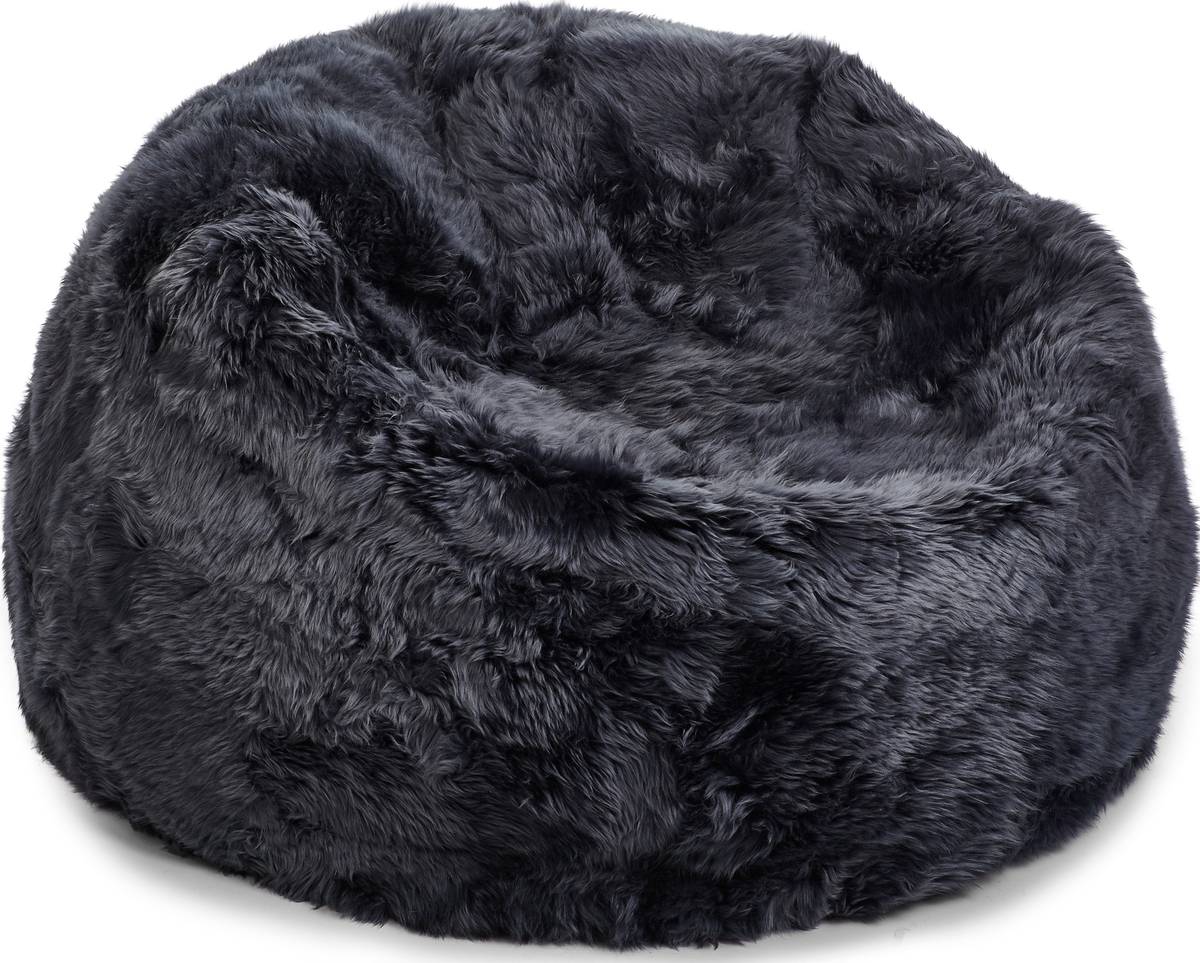 Pyöreä lampaannahkasäkkituoli | Pitkä villa | Medium | Large Navy / 92x93 cm