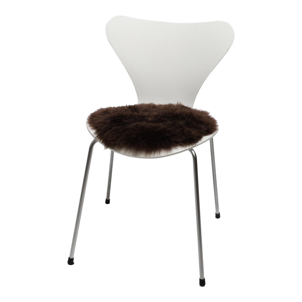 Pitkän villan lampaannahkainen istuinpäällinen, 2 kpl | Ø35 cm Tummanruskea