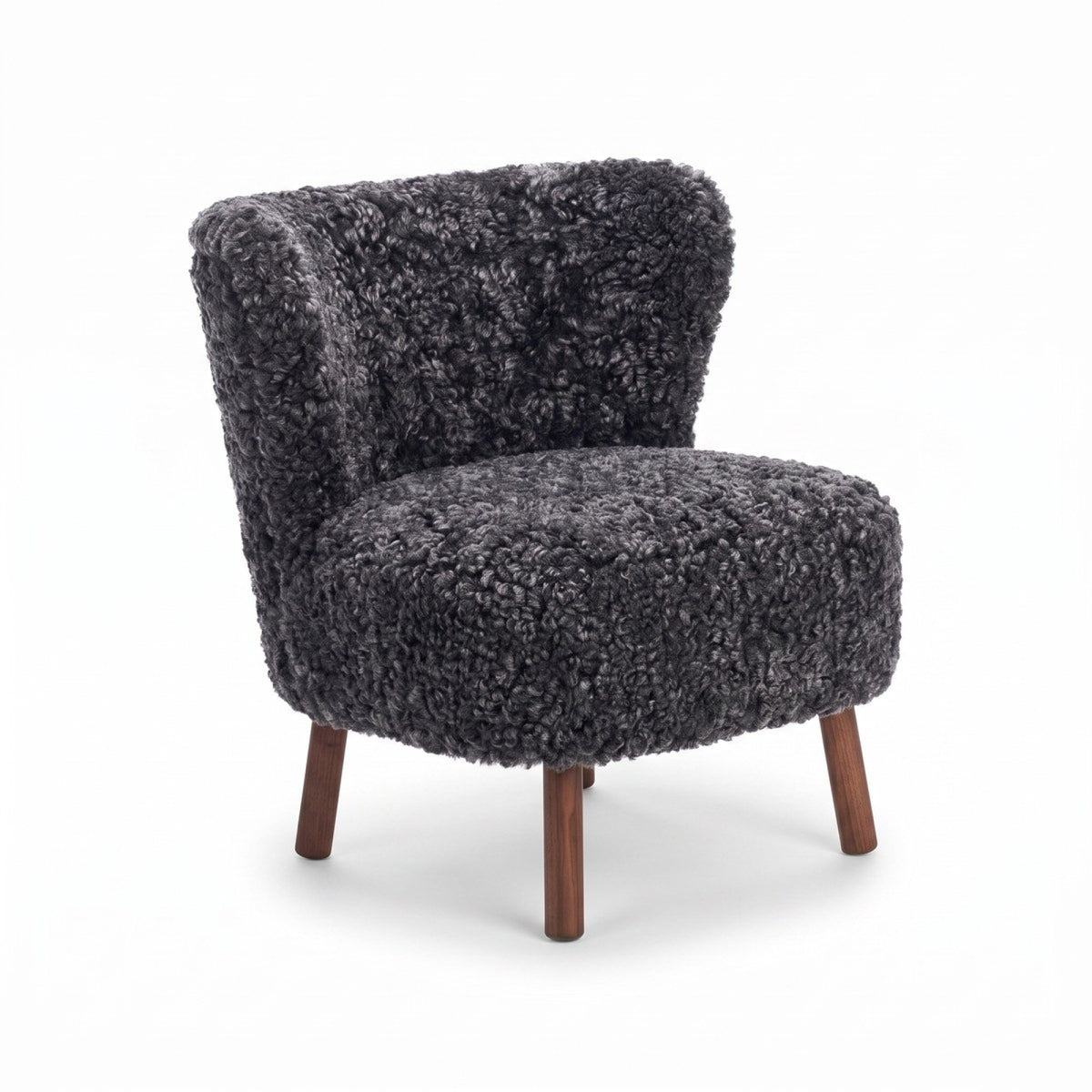 Emil Lounge Chair | Lyhyt villa Antrasiitti / Pähkinäpuujalat