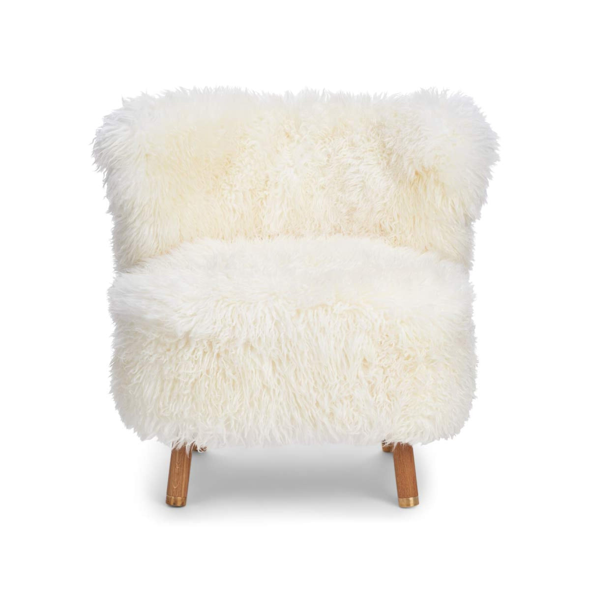 Emil Lounge Chair | Pitkä Villa Lumivalkoinen / Tammijalat messingillä