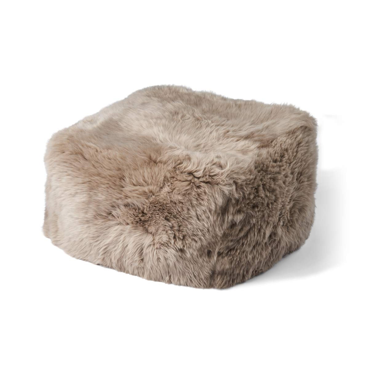 Pitkän villan lampaannahkapouf Taupe