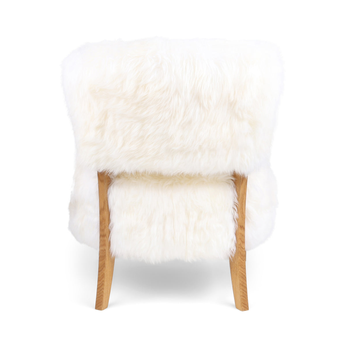 Lina Lounge Chair | Uusiseelantilainen Lampaannahka | Pitkä Villa Norsunluu / Tammijalat
