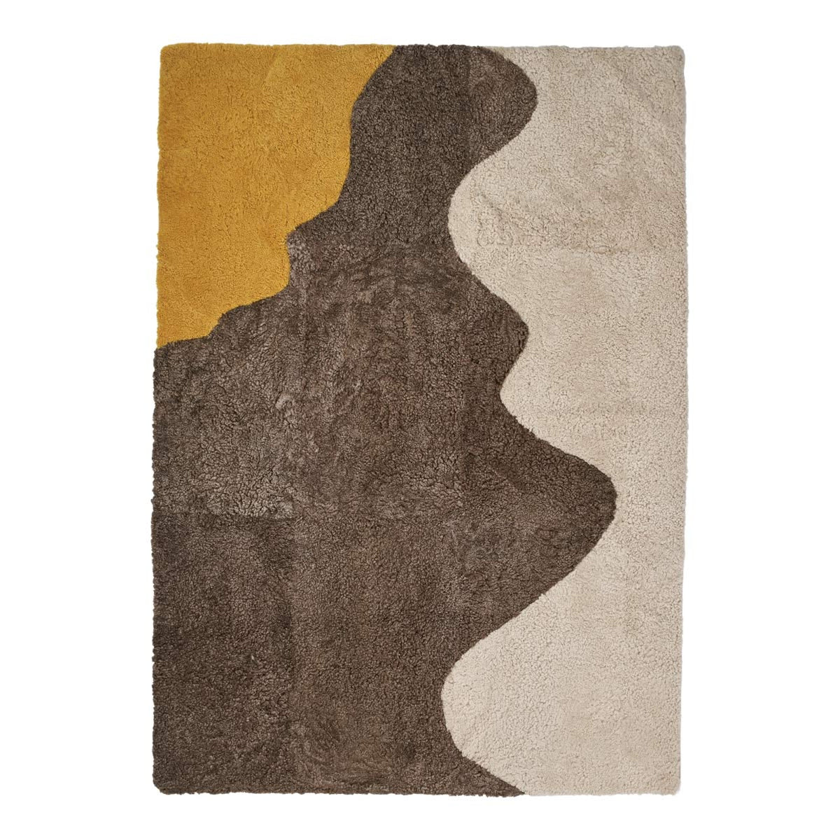 Lyhyt Villa Kihara Lampaannahka Jokikuvio-matto Keltainen/Taupe/Helmi / 200x300 cm