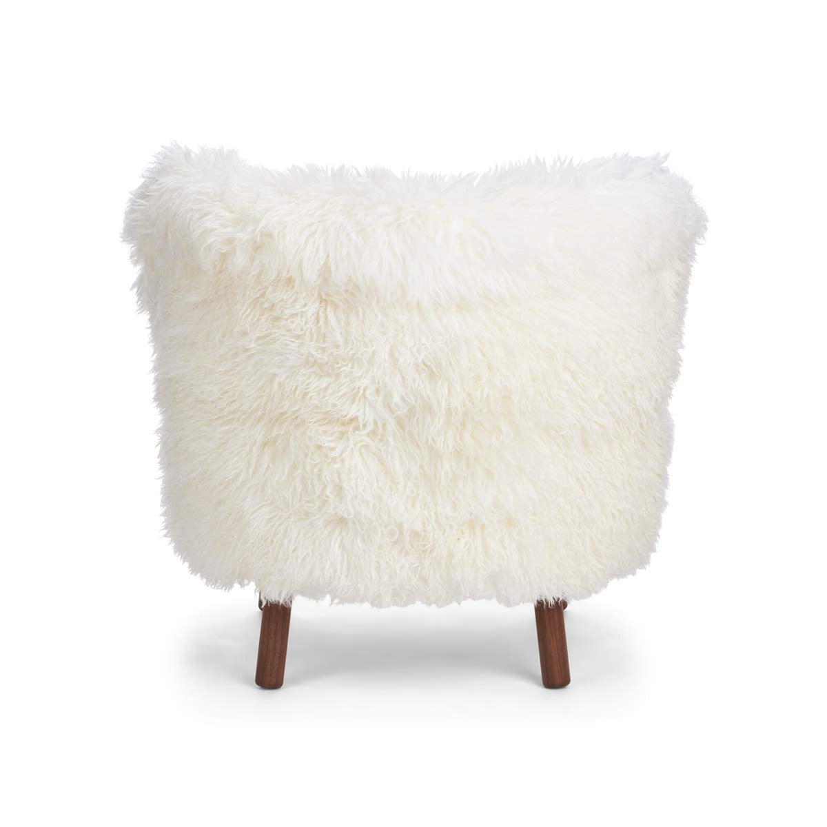 Emil Lounge Chair | Pitkä Villa Lumivalkoinen / Pähkinäpuujalat