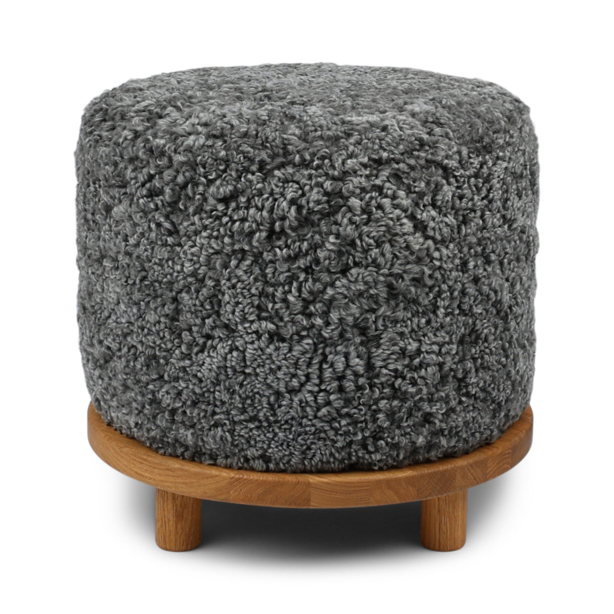Simon-jakkaratuoli | Lyhyt villa | D46xH42 cm Grafiitti / Tammijalat