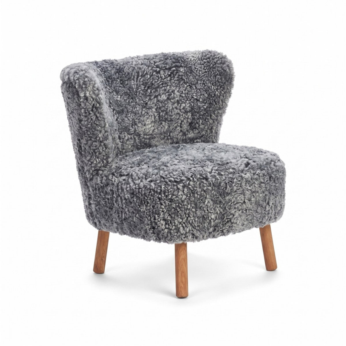 Emil Lounge Chair | Lyhyt villa Vaaleanharmaa / Tammijalat