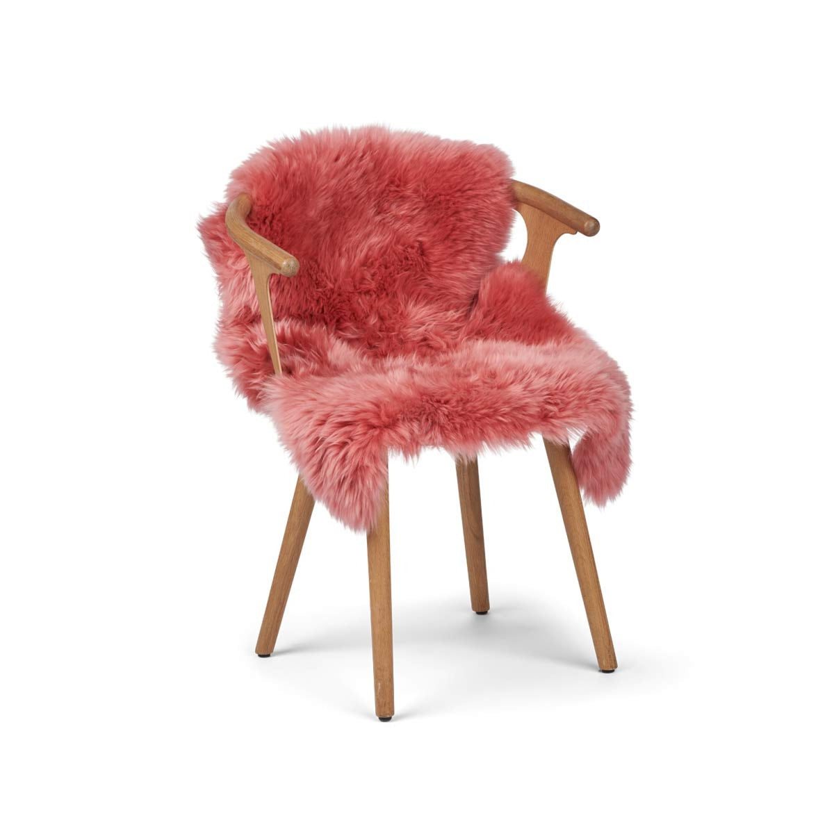 Uusiseelantilainen Lampaannahka | Pitkä Villa | Värjätty | 90 cm Korallipersikka
