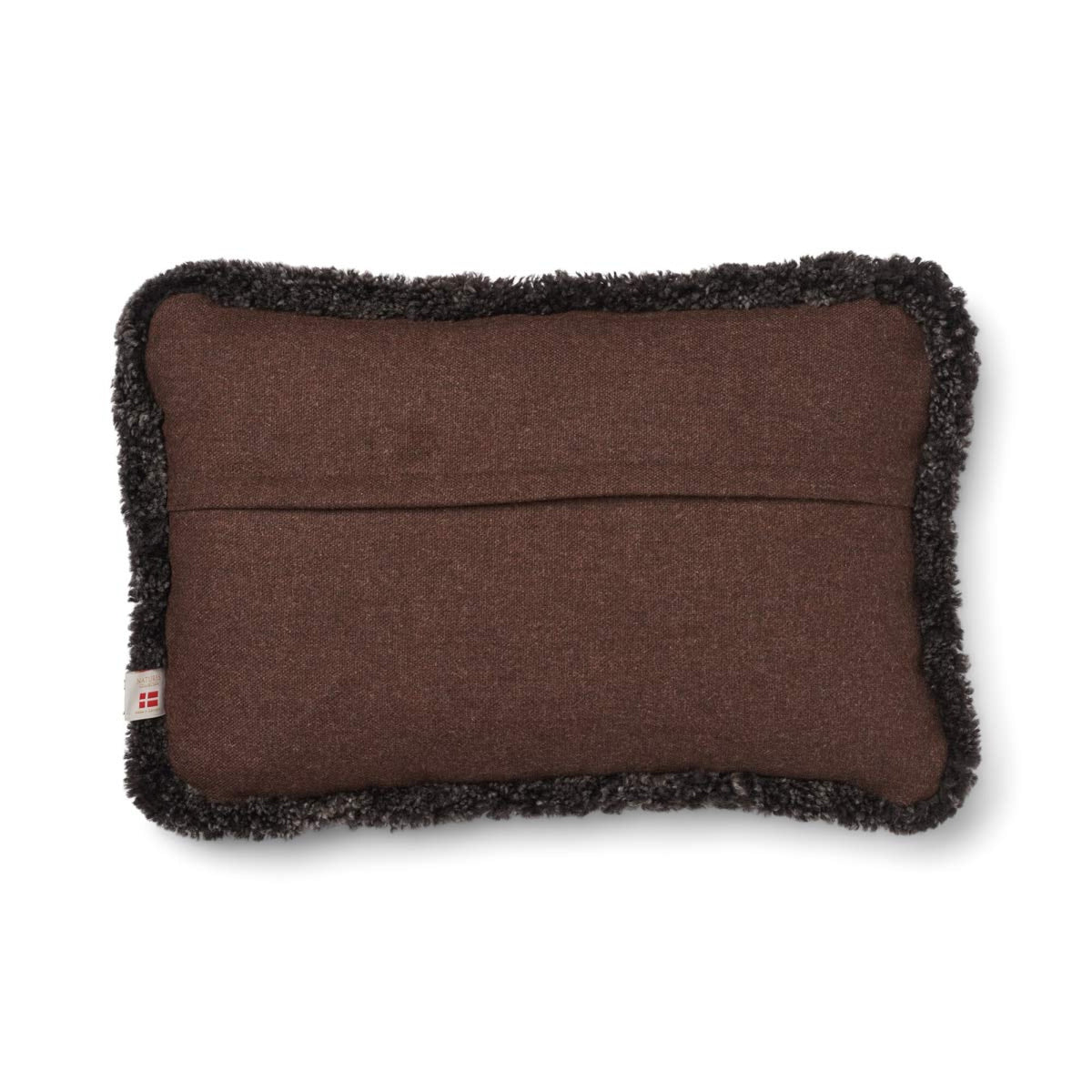 Lyhyen villan lampaannahkareunuksella koristeltu villatyyny | SW-reunus | 52x52 cm | 34x52 cm Ruskea/Cappuccino / 34x52 cm