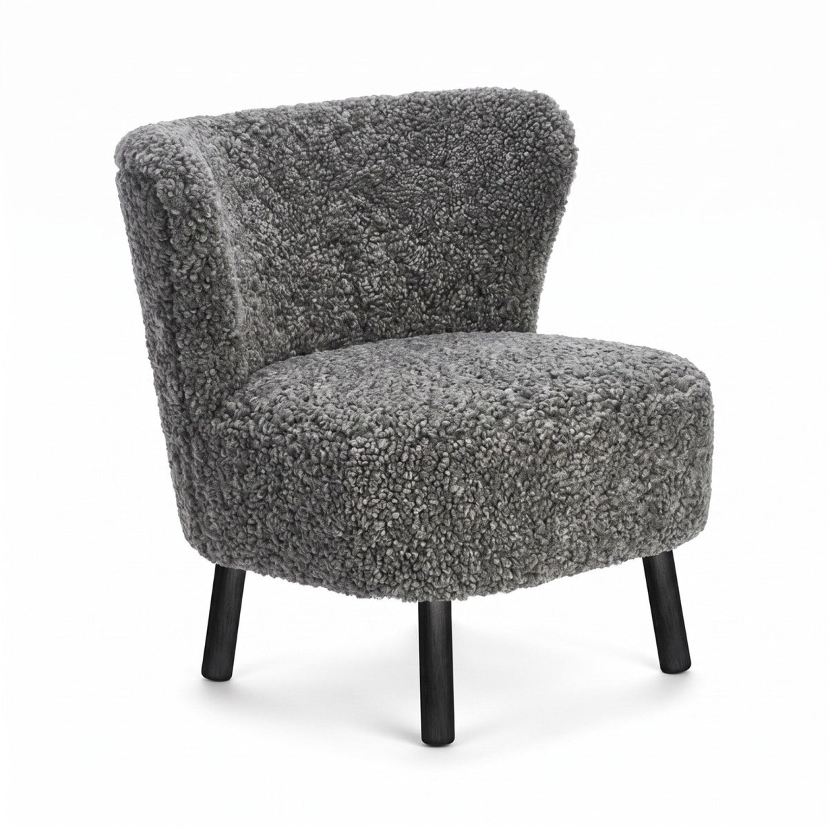 Emil Lounge Chair | Lyhyt villa Grafiitti / Mustat pyökkijalat
