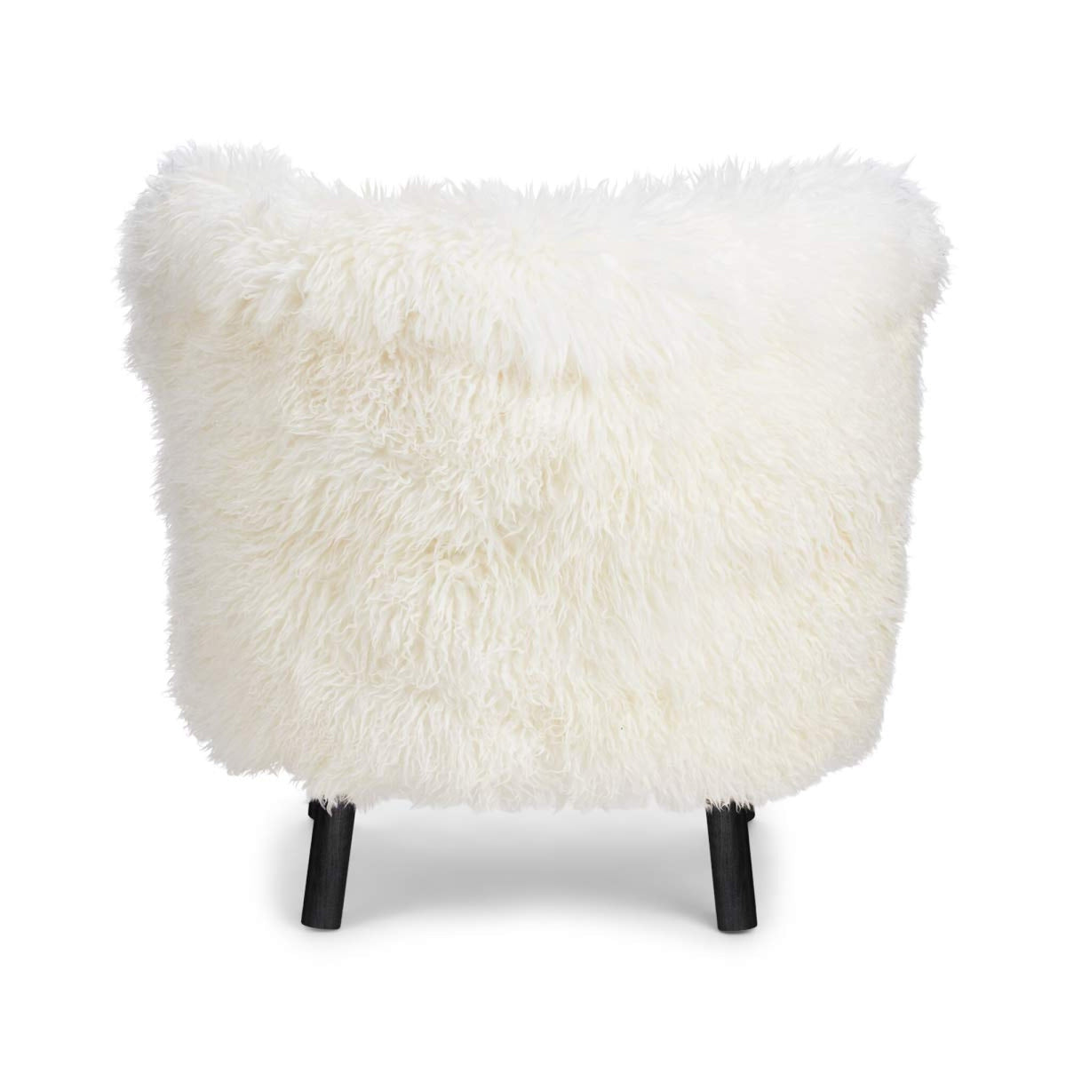 Emil Lounge Chair | Pitkä Villa Lumivalkoinen / Mustat pyökkijalat
