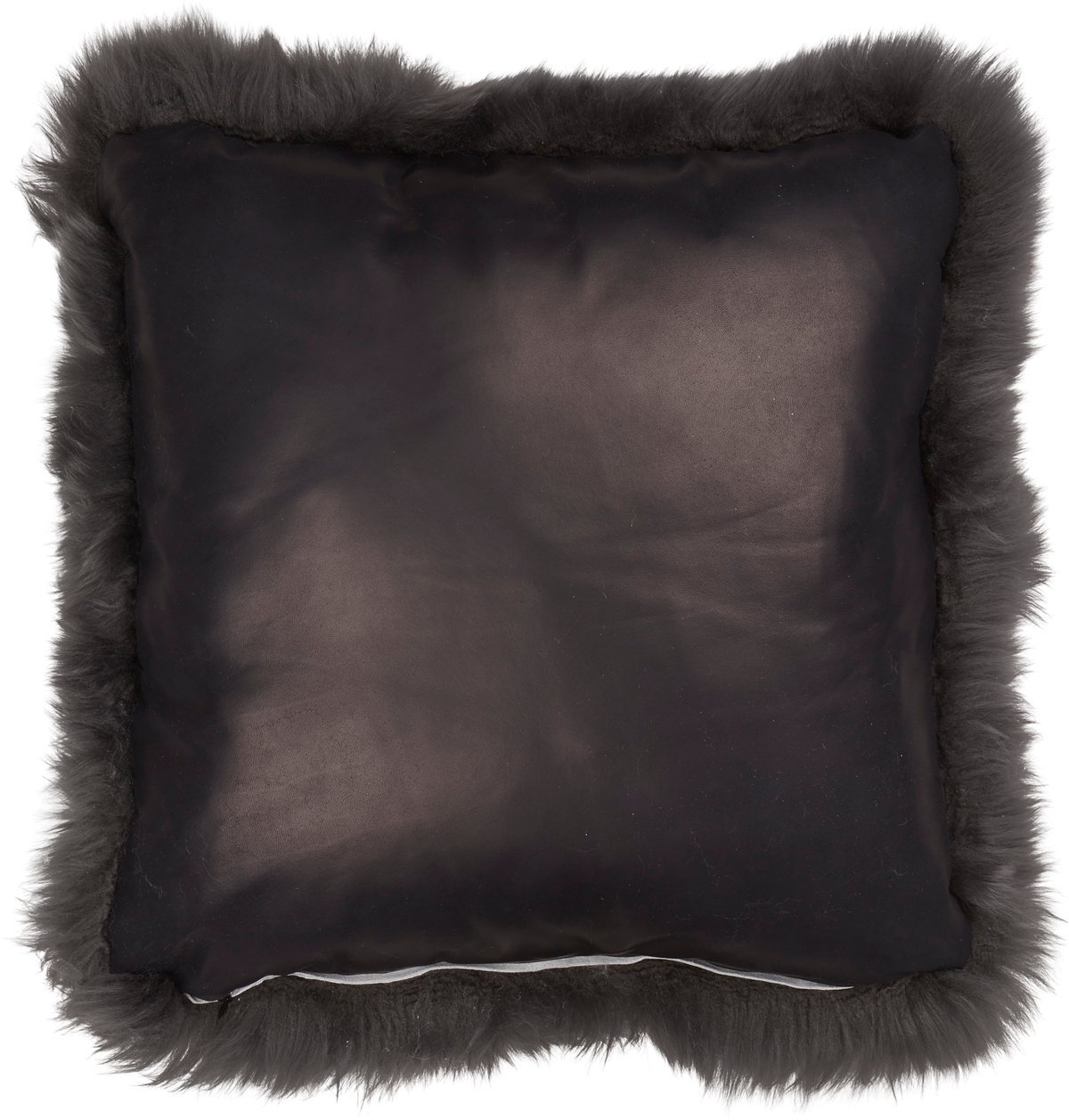Pitkä Villa Lampaannahkatyyny | PV | Nahkapäällinen | 50x50 cm Teräs