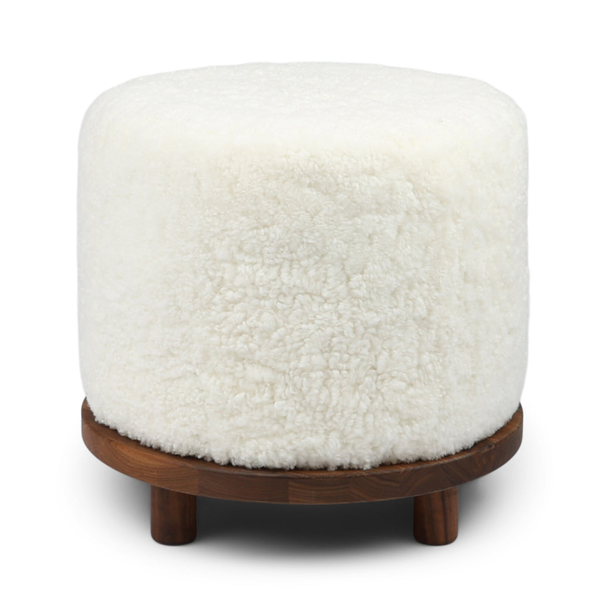 Simon-jakkaratuoli | Lyhyt villa | D46xH42 cm Norsunluu / Pähkinäpuujalat