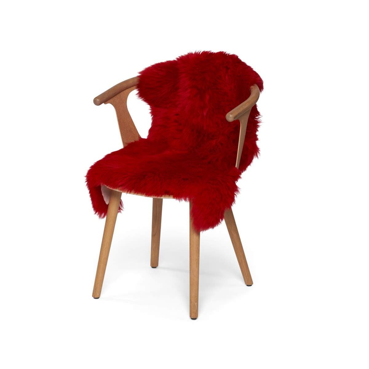 Merinolampaannahka värjätty | Uusi-Seelanti | Pitkä villa | n. 90x60 cm Punainen