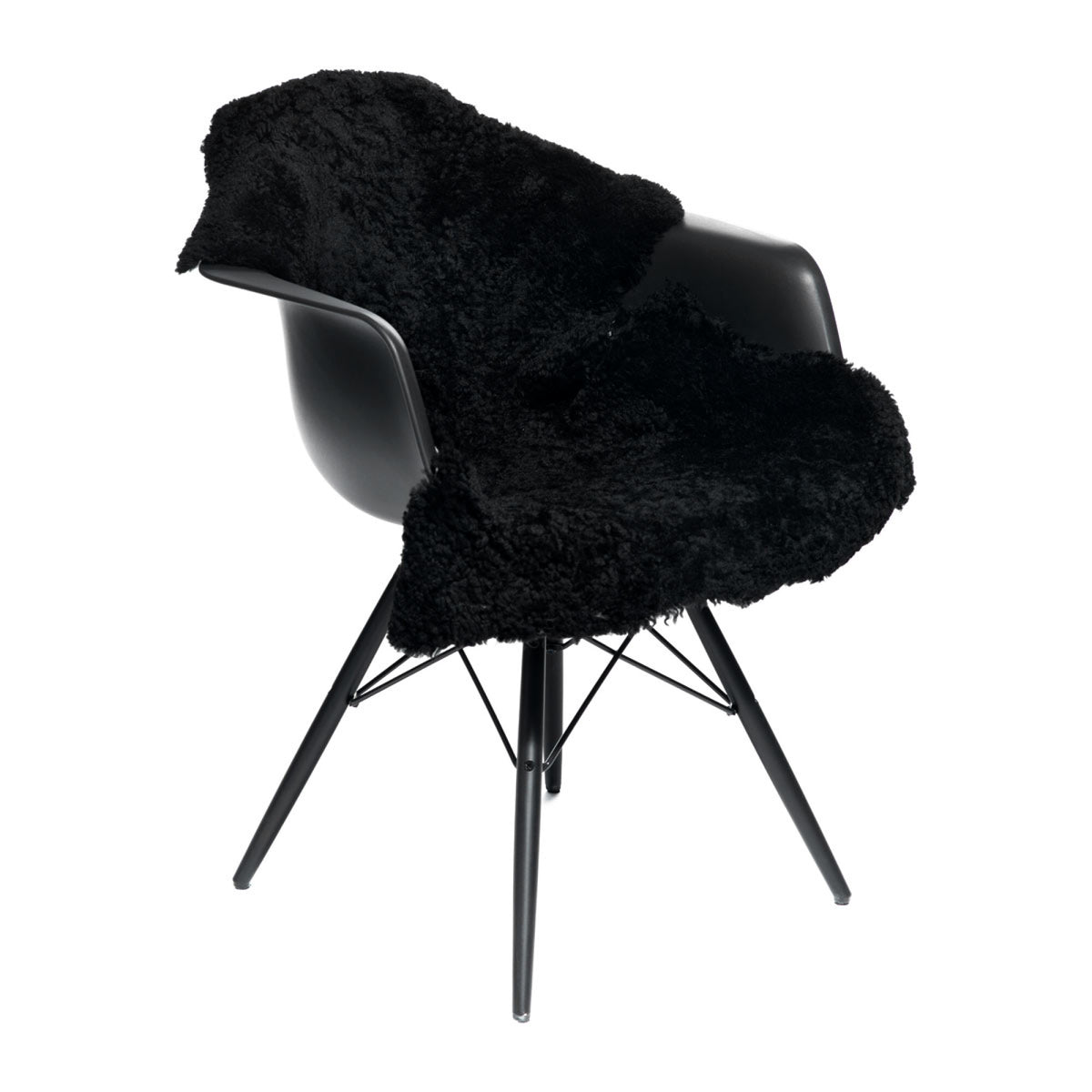 Uusiseelantilainen Lampaannahka | Premium | Lyhyt Kihara Villa | Matto 90 cm Musta