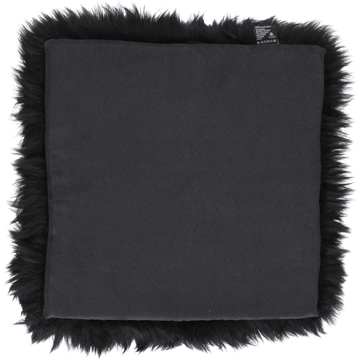 Pitkä Villa Lampaannahka Istuinpäällinen | Täytteellä | 37x37 cm Musta