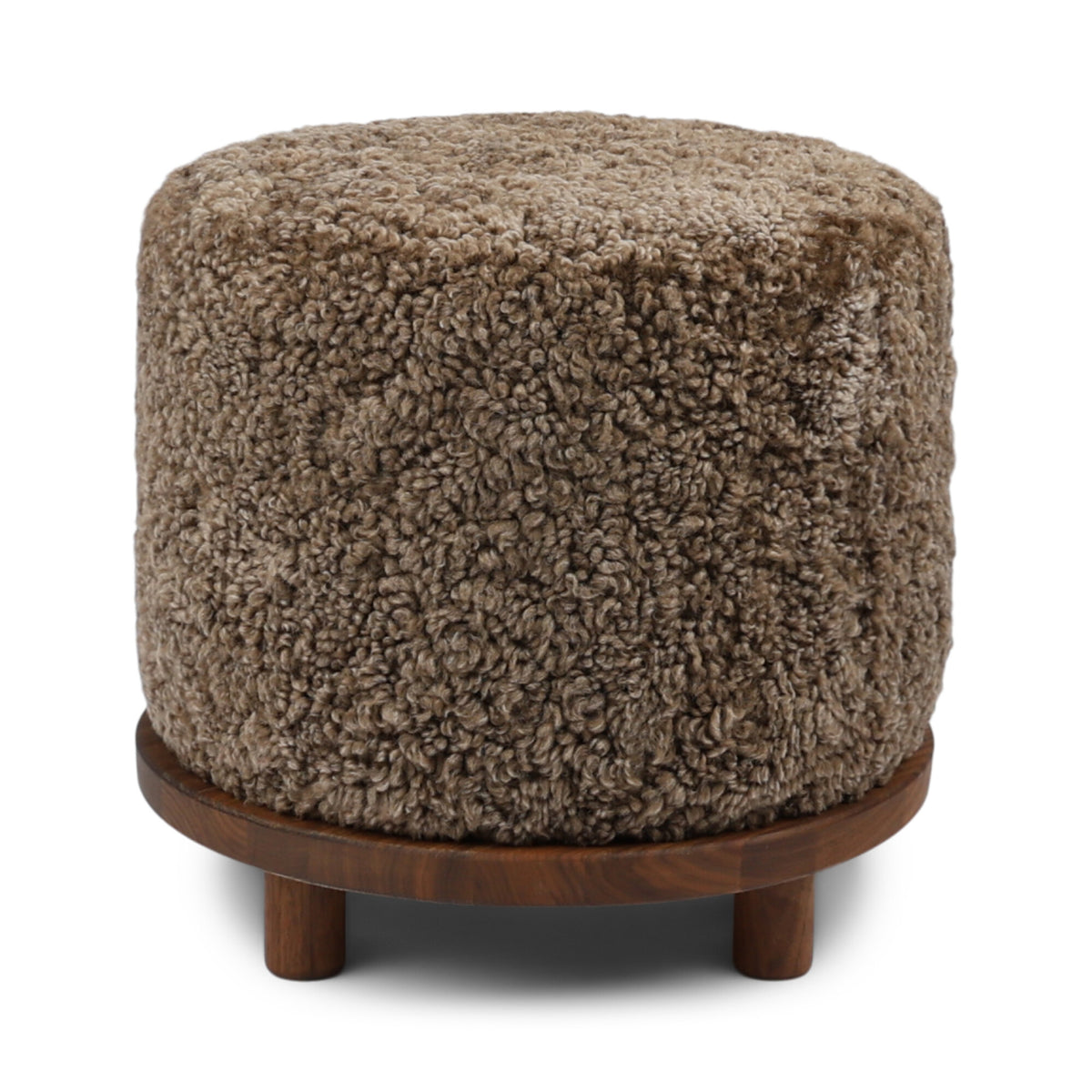 Simon-jakkaratuoli | Lyhyt villa | D46xH42 cm Taupe / Pähkinäpuujalat