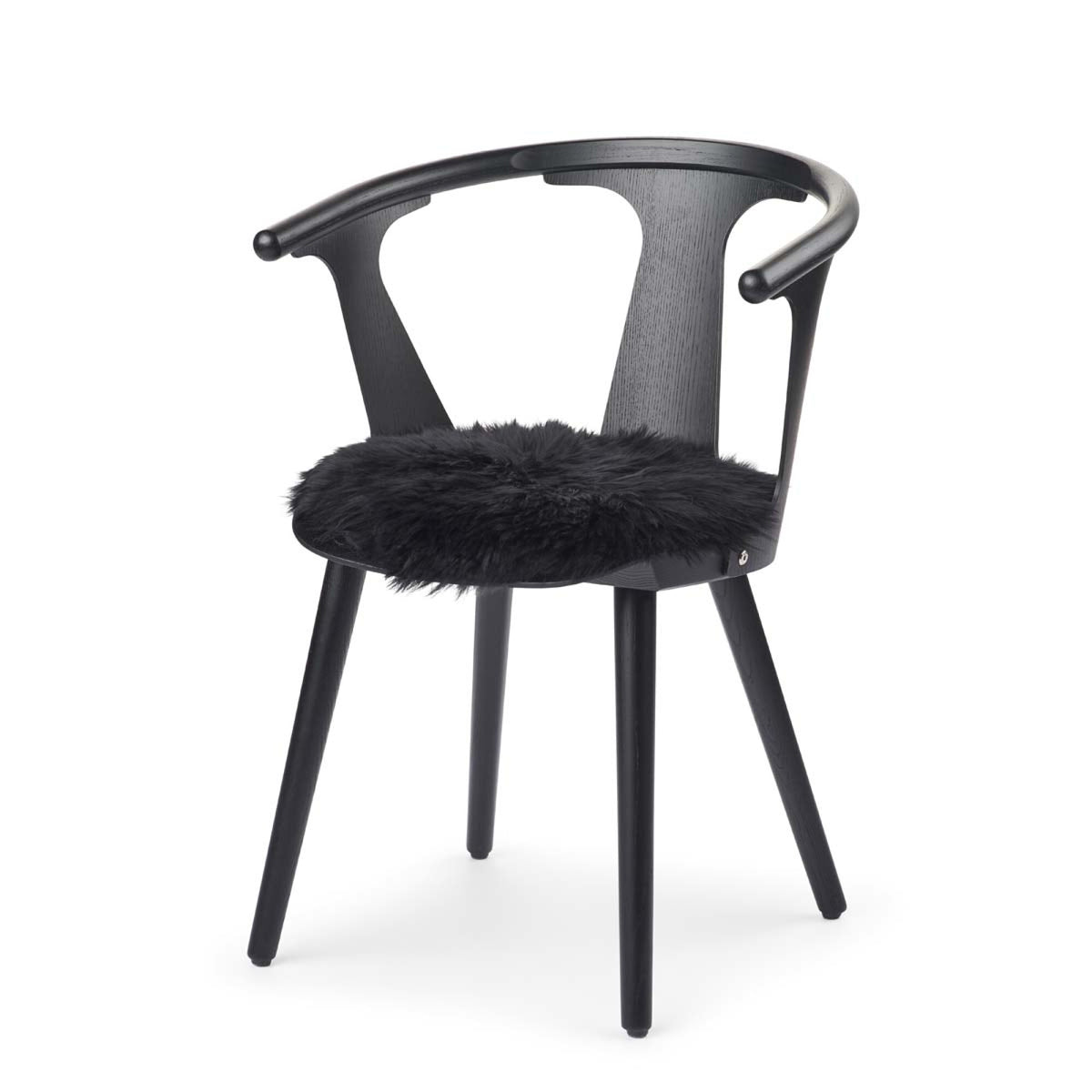 Pitkä Villa Lampaannahka Istuinpäällinen | Ø38 cm Musta