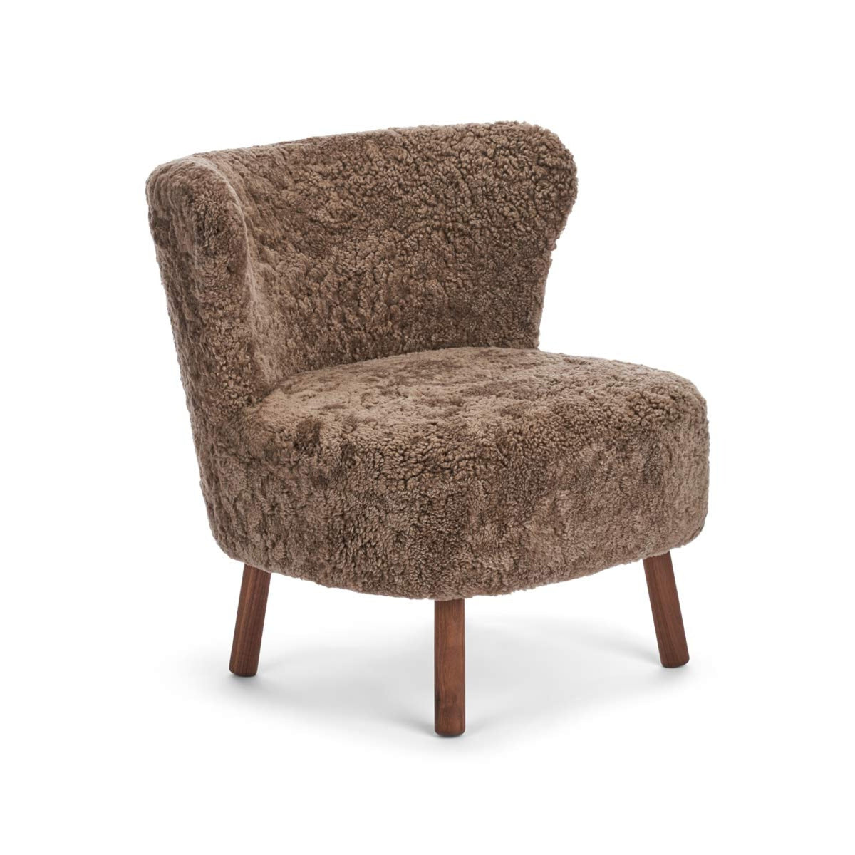 Emil Lounge Chair | Lyhyt villa Taupe / Pähkinäpuujalat