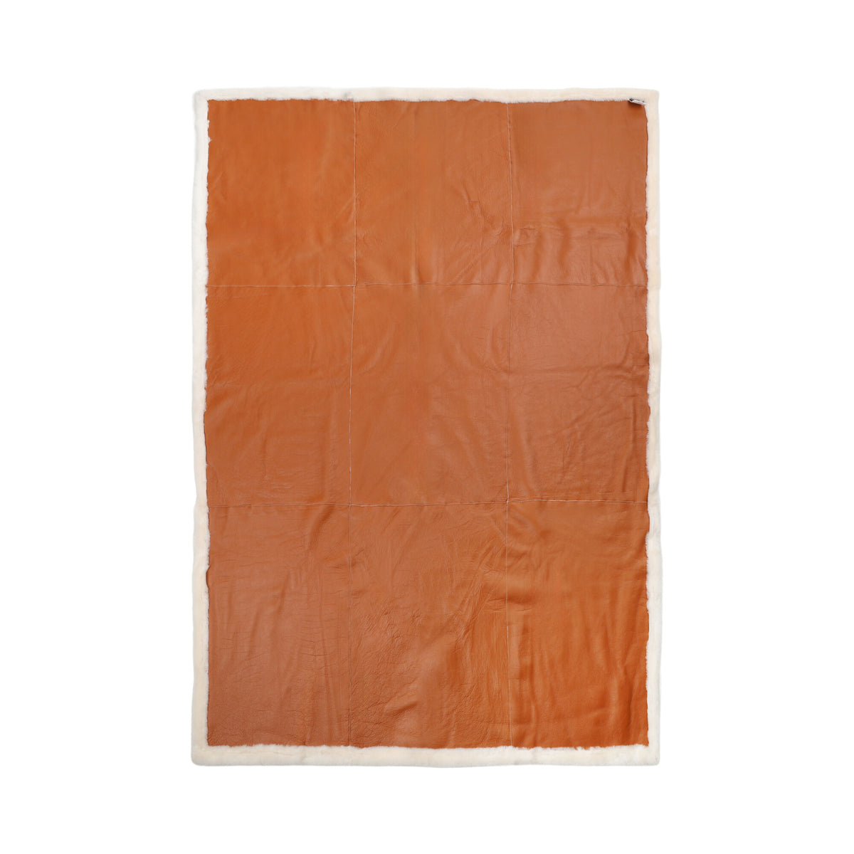 Angelina-viltti | Kaksipuolinen lampaannahka | Lyhyt villa Nahkanruskea/Norsunluu / 140x200 cm