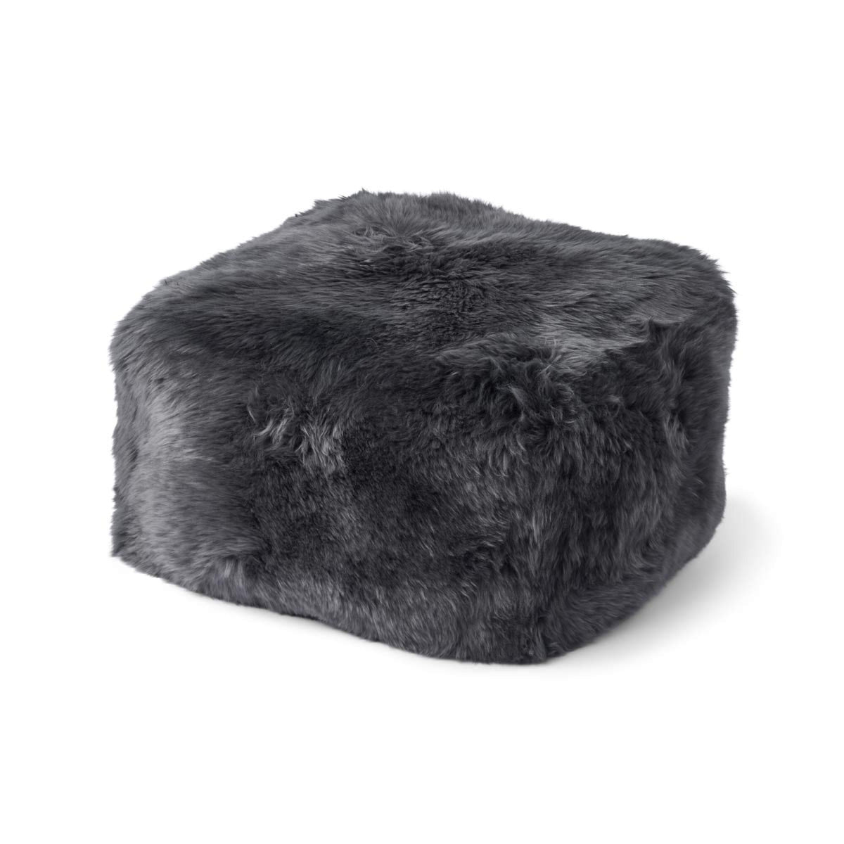 Pitkän villan lampaannahkapouf Teräs