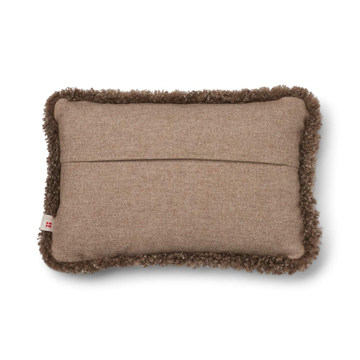Lyhyen villan lampaannahkareunuksella koristeltu villatyyny | SW-reunus | 52x52 cm | 34x52 cm Beige/Taupe / 34x52 cm