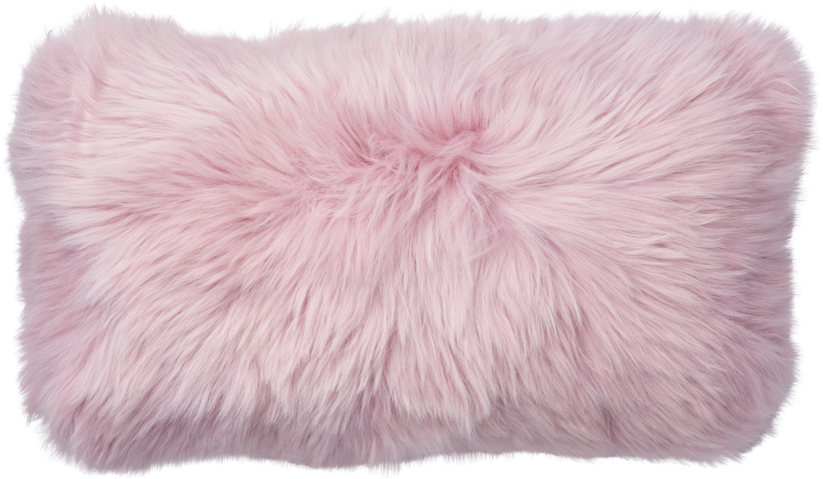 Pitkä Villa Lampaannahkatyyny | Kaksipuolinen | Uusi-Seelanti | 25x50 cm Korallinhopeanpinkki