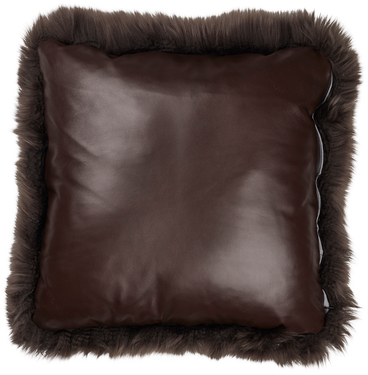Pitkä Villa Lampaannahkatyyny | PV | Nahkapäällinen | 50x50 cm Pähkinä