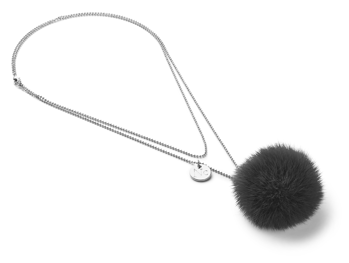 Kaulanauha Pom Pom Tummanharmaa