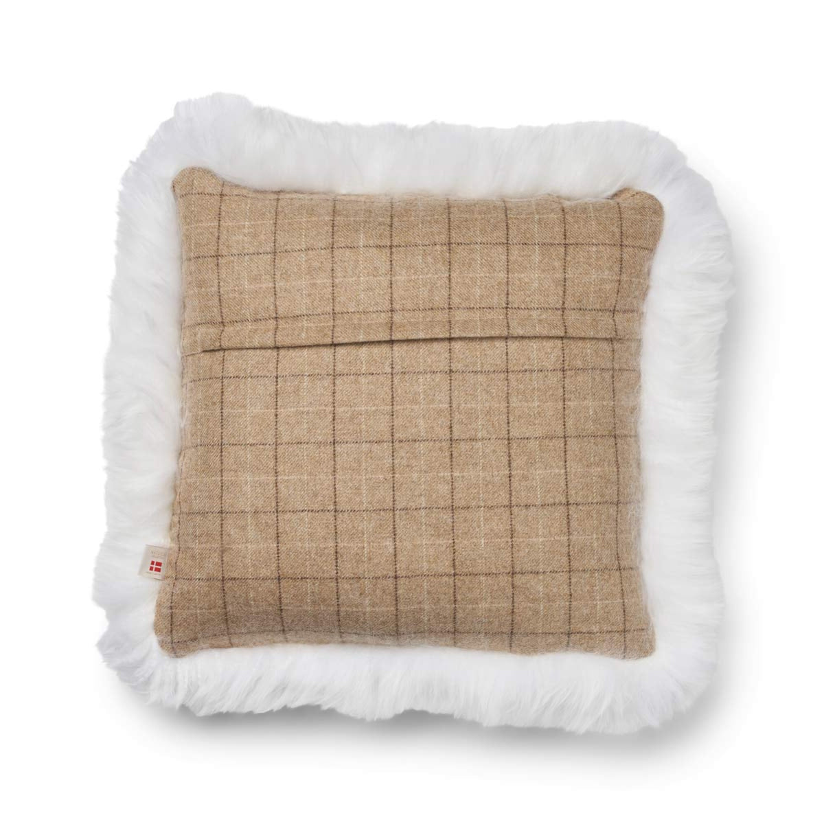 Villatyyny | Kaksipuolinen | Pitkä villa -reunus | 52x52 cm Oatmeal-Beige/Norsunluu