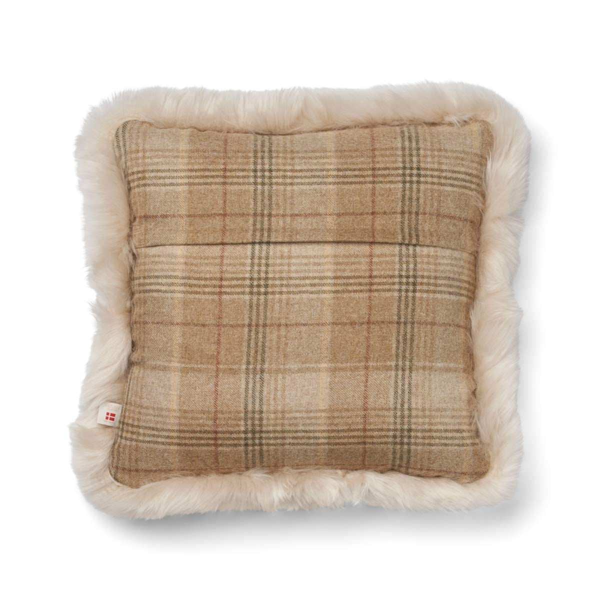 Villatyyny | Kaksipuolinen | Pitkä villa -reunus | 52x52 cm Hiekka-Beige/Pellava