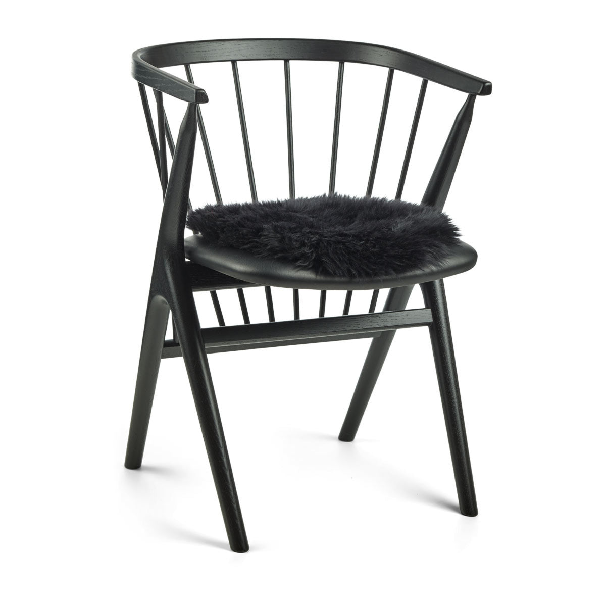 Pitkä Villa Lampaannahka Istuinpäällinen | Ø38 cm Musta