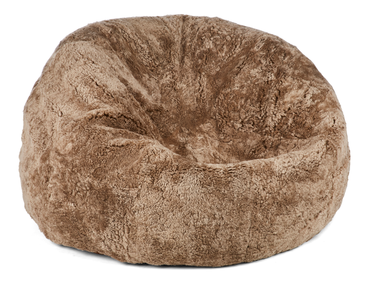Pyöreä Lampaannahkasäkkituoli | Lyhyt Villa | Medium | Large Taupe / 92x93 cm