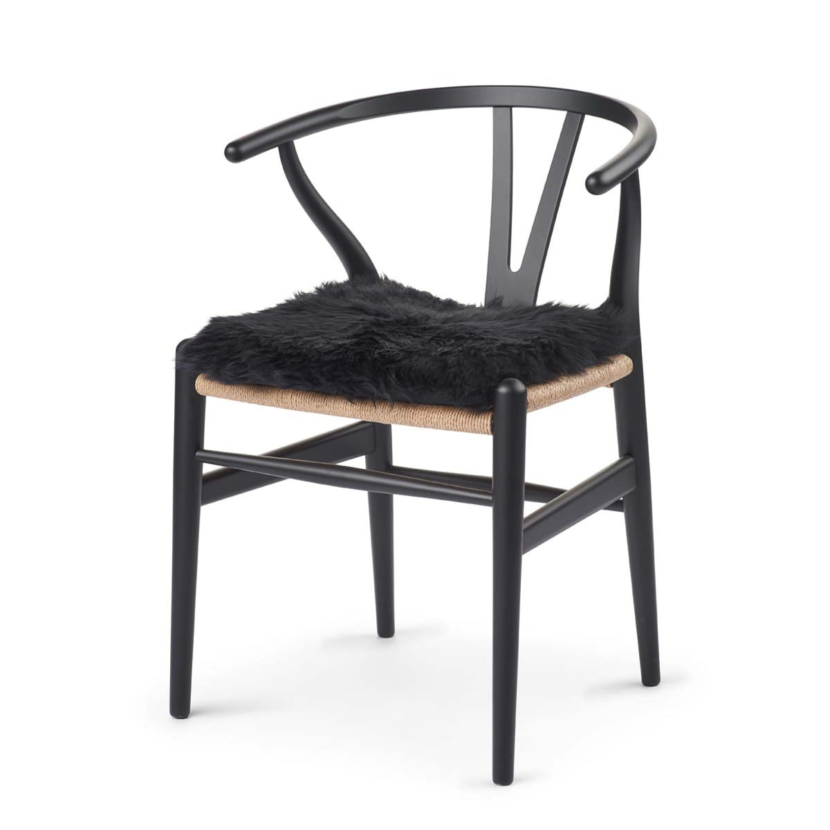 Pitkä Villa Lampaannahka Istuinpäällinen | Täytteellä | 37x37 cm Musta