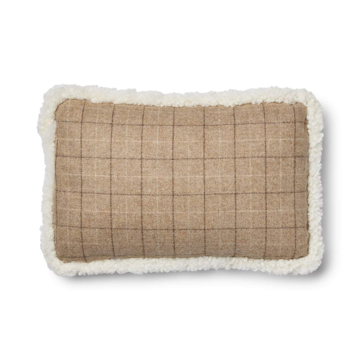 Villatyyny | Kaksipuolinen | Lyhyt villa -reunus | 52x52 cm | 34x52 cm Oatmeal-Beige/Norsunluu / 34x52 cm