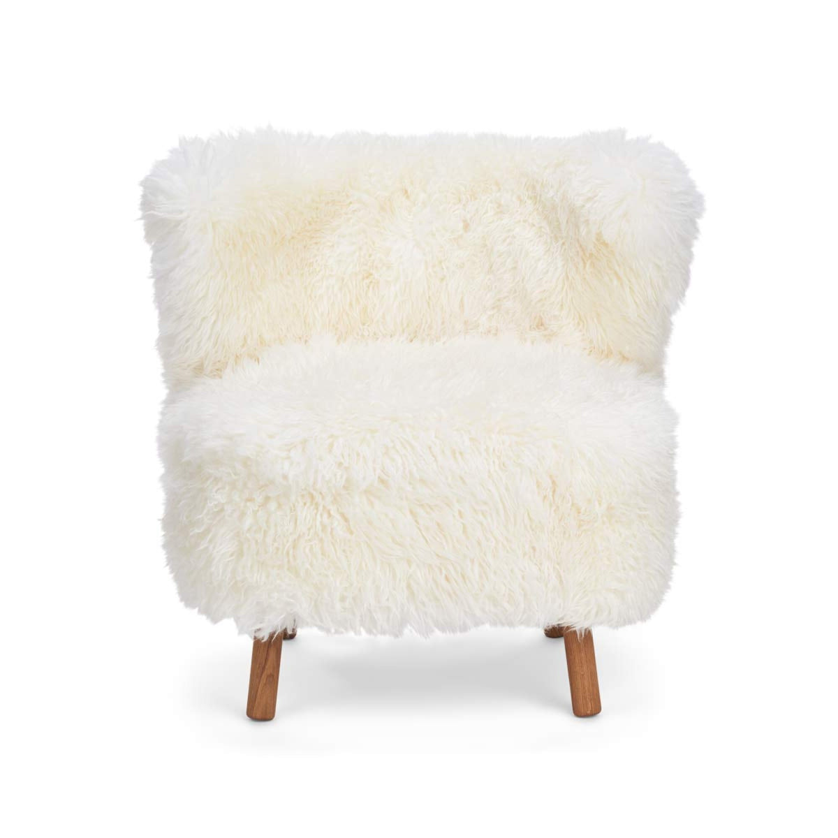 Emil Lounge Chair | Pitkä Villa Lumivalkoinen / Tammijalat