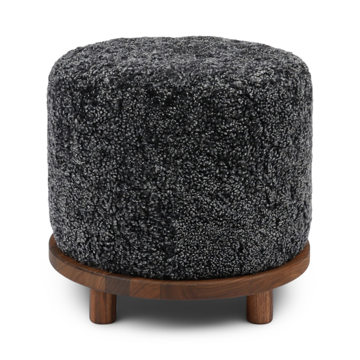 Simon-jakkaratuoli | Lyhyt villa | D46xH42 cm Antrasiitti / Pähkinäpuujalat
