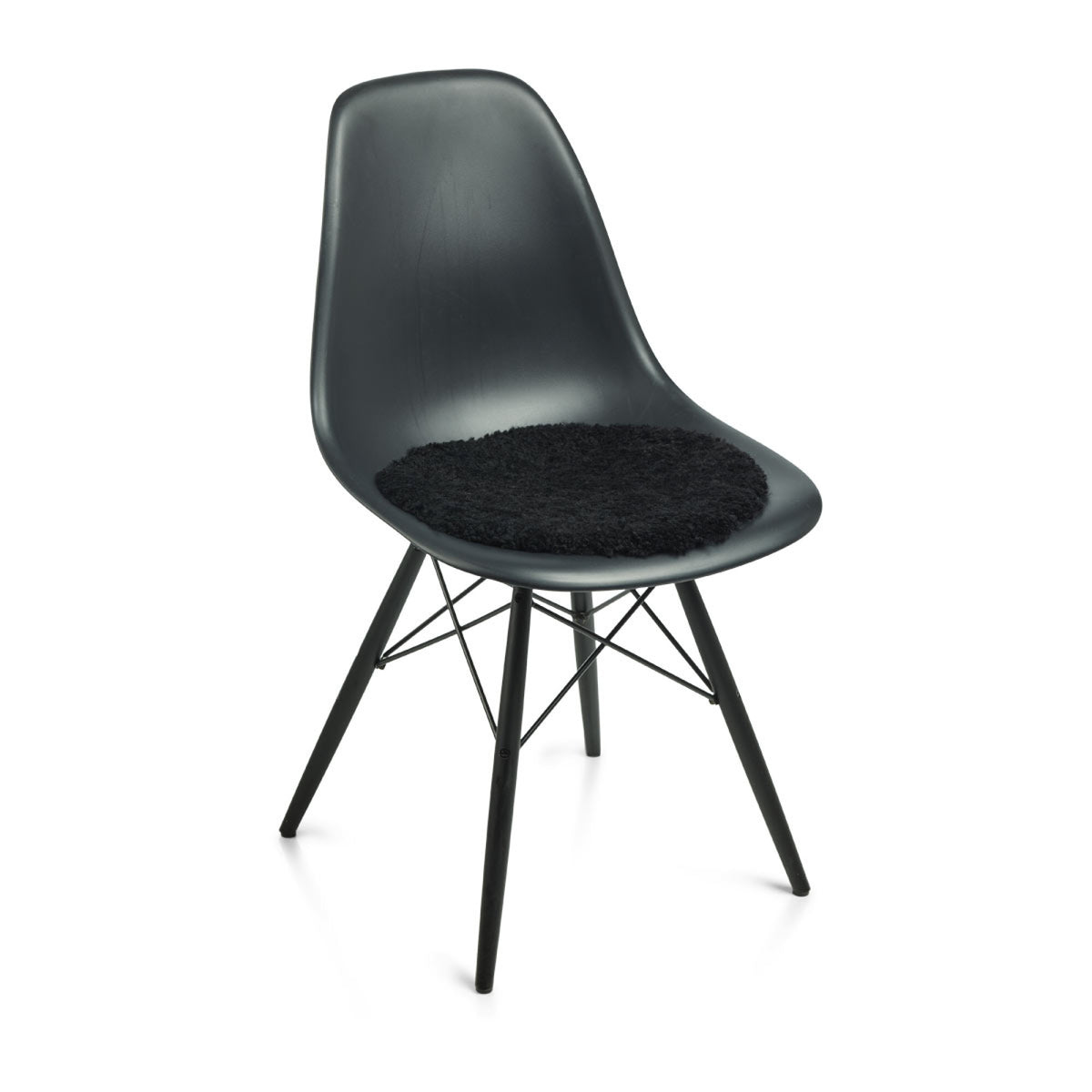 Premium Lyhyt Villa Kihara Lampaannahka Istuinpäällinen | Ø38 cm Musta