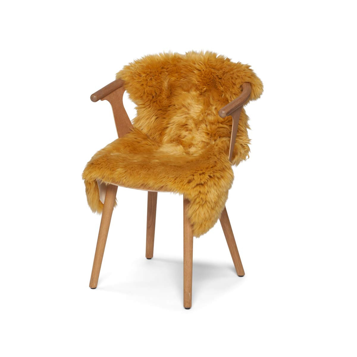 Merinolampaannahka värjätty | Uusi-Seelanti | Pitkä villa | n. 90x60 cm Sinapinkeltainen