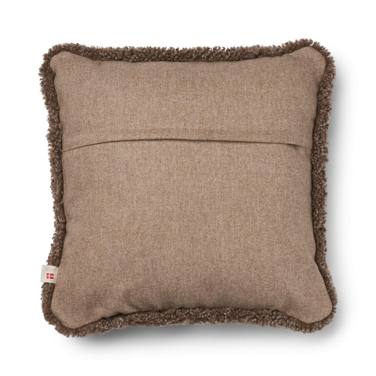 Lyhyen villan lampaannahkareunuksella koristeltu villatyyny | SW-reunus | 52x52 cm | 34x52 cm Beige/Taupe / 52x52 cm