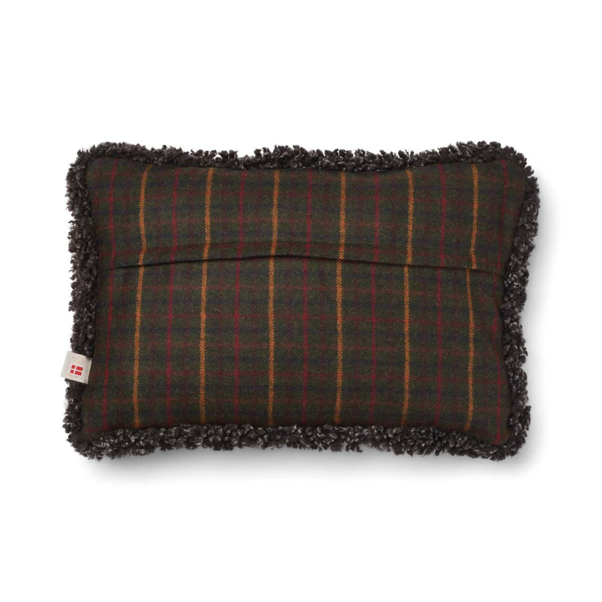 Villatyyny | Kaksipuolinen | Lyhyt villa -reunus | 52x52 cm | 34x52 cm Kilberry Fir-Tummanvihreä/Cappuccino / 34x52 cm