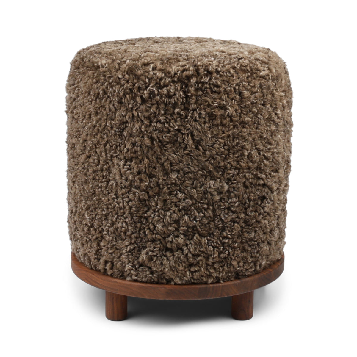 Simon-jakkara | Lyhyt villa | D46xH52 cm Taupe / Pähkinäpuujalat