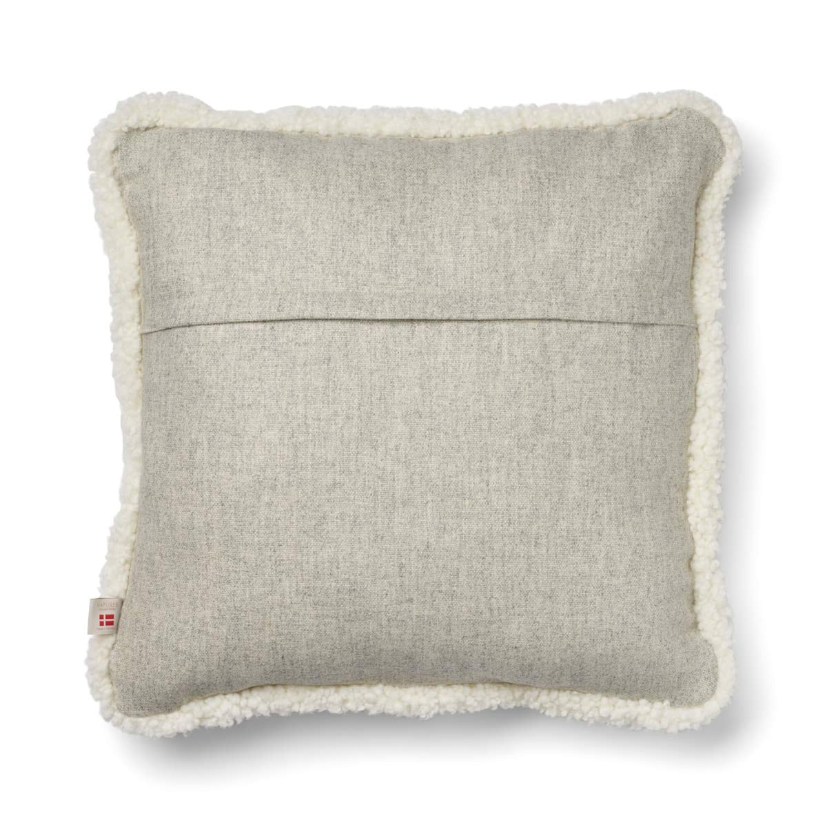 Lyhyen villan lampaannahkareunuksella koristeltu villatyyny | SW-reunus | 52x52 cm | 34x52 cm Hopea/Norsunluu / 52x52 cm