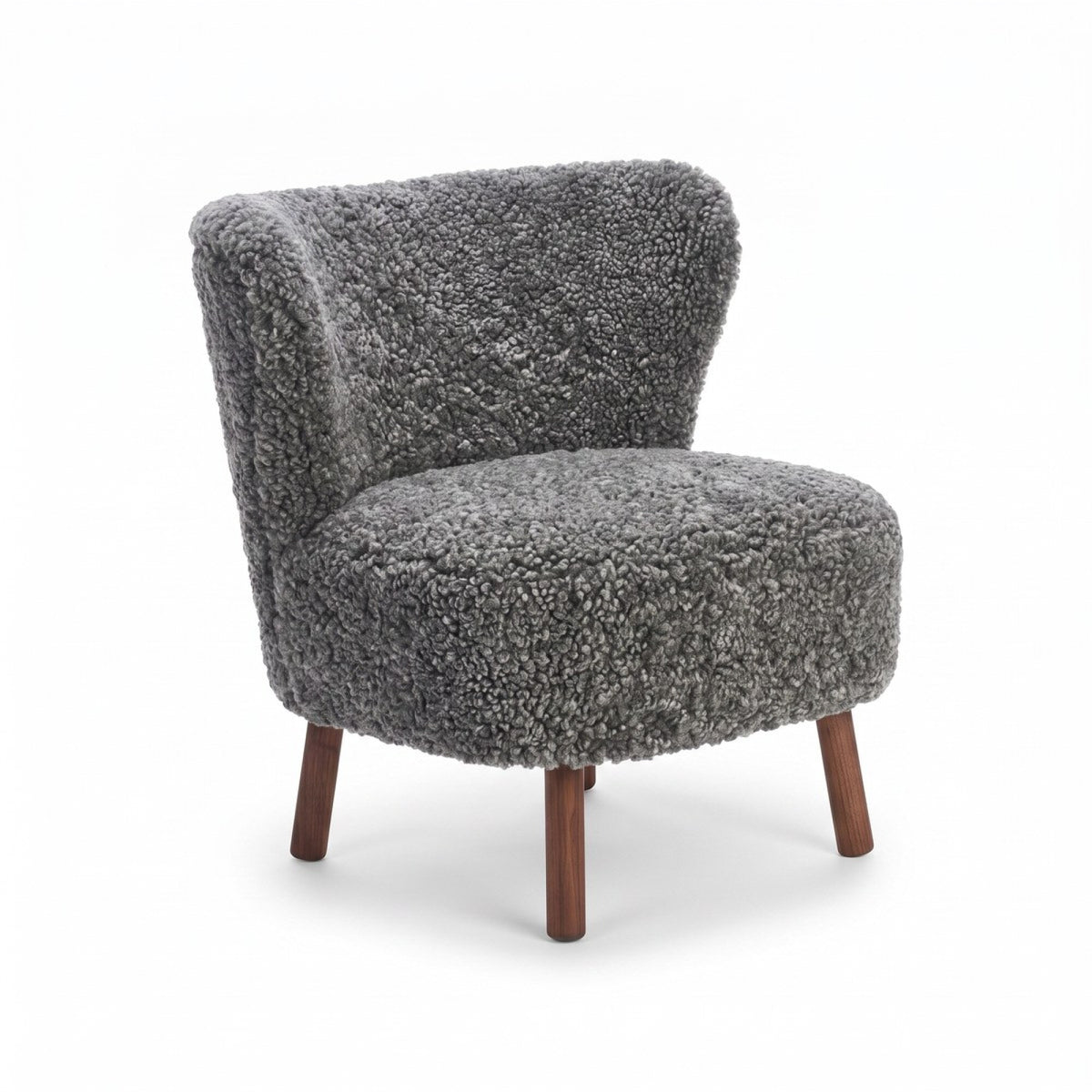Emil Lounge Chair | Lyhyt villa Grafiitti / Pähkinäpuujalat