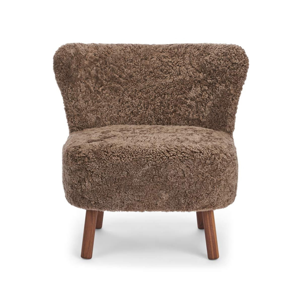 Emil Lounge Chair | Lyhyt villa Taupe / Pähkinäpuujalat