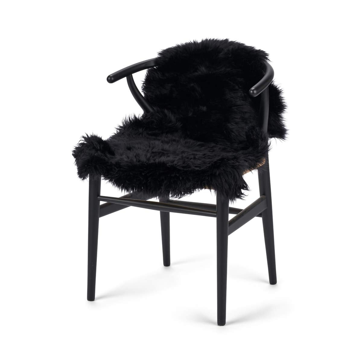 Merino-lampaannahka värjätty | Uusi-Seelanti | Pitkä villa | n. 90x60 cm Musta